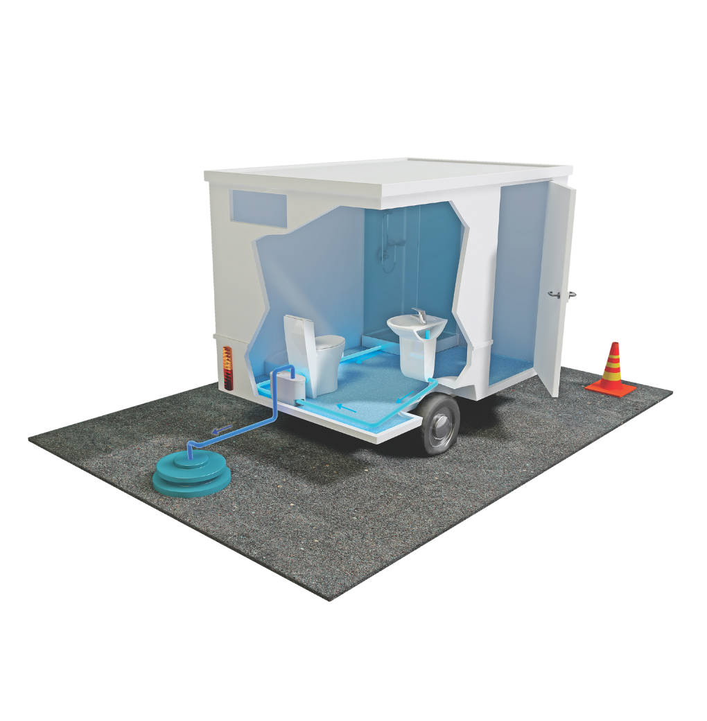 Evacua las aguas servidas de un baño modular