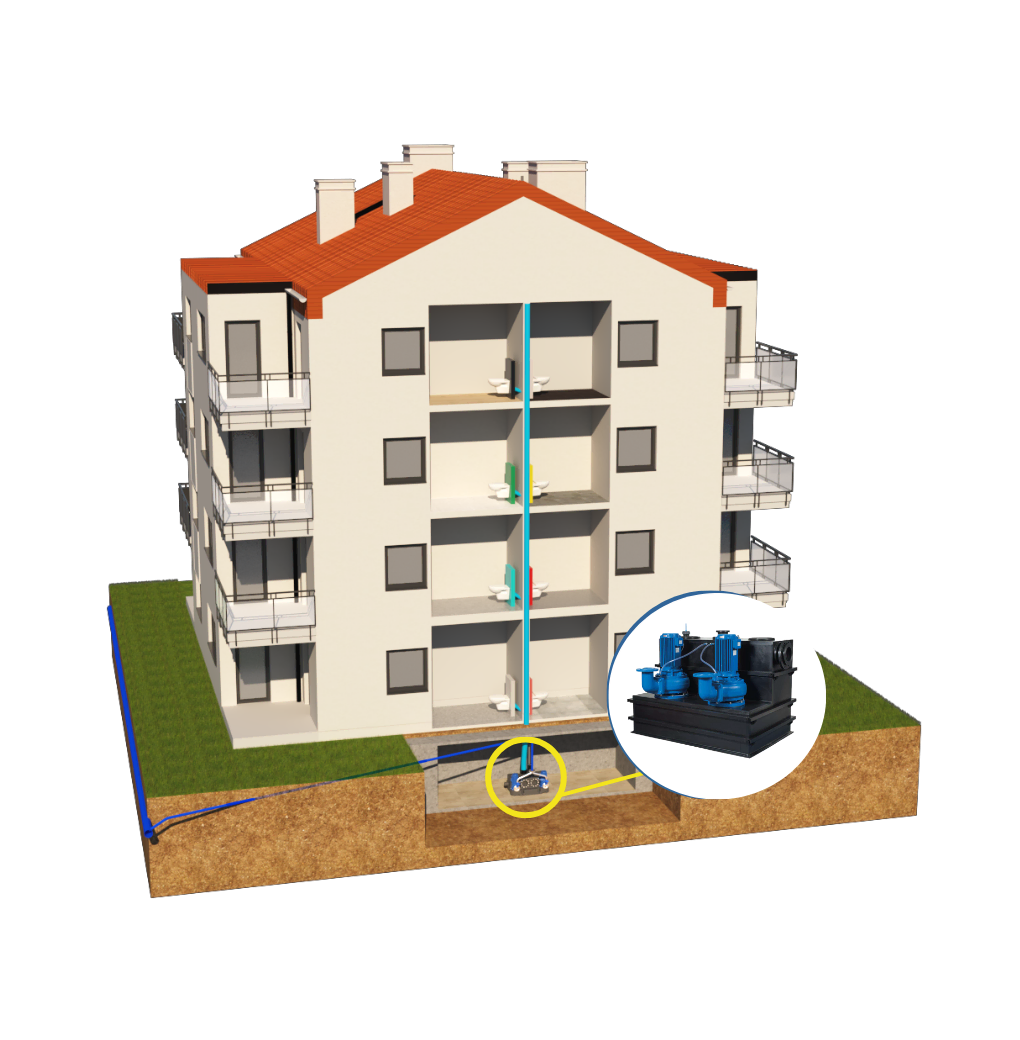 Evacua un edificio completo con Sanicubic 2 SC